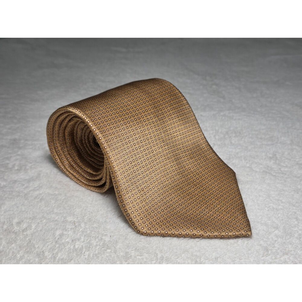 PERRY ELLIS PORTFOLIO Men's 100% Silk Tan and Brown Necktie